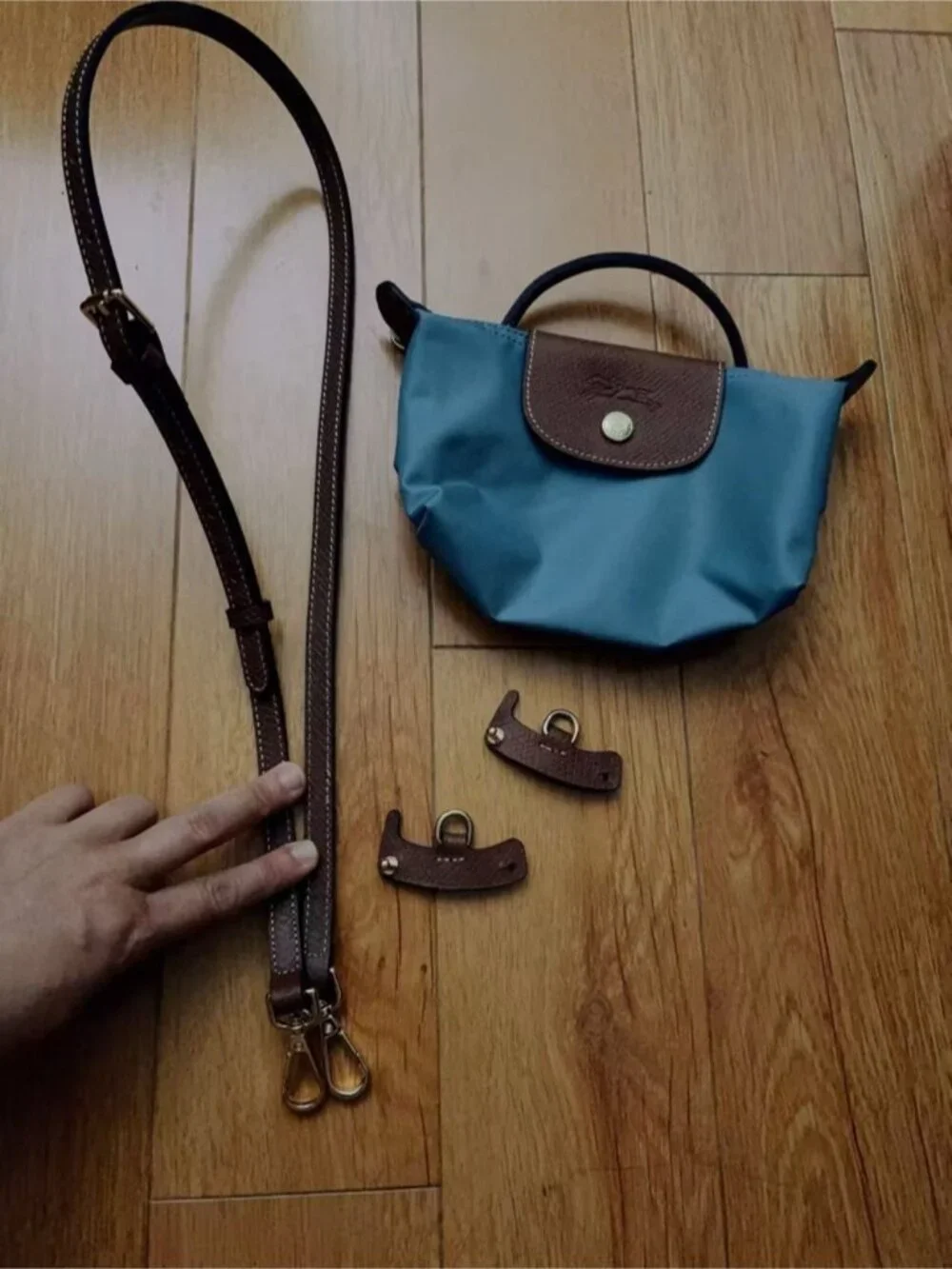 Longchamp  Hand‎ Clutch Pouch Morandi Tone Nylon Cosmetic Bag  with strap